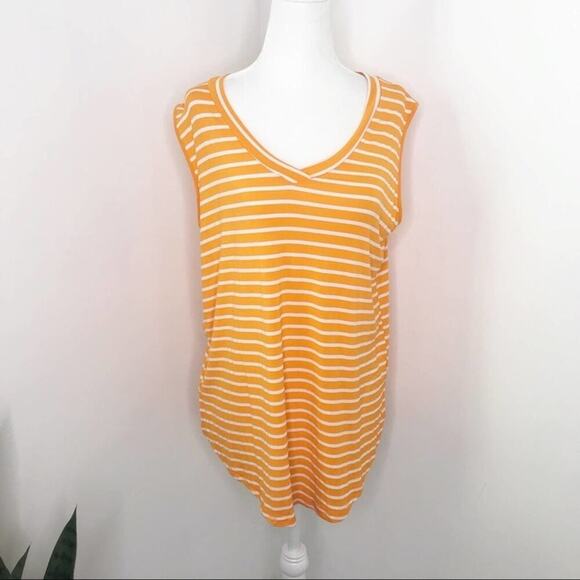 Piko | Orange and White V-Neck Sleeveless Top - Picture 1 of 5